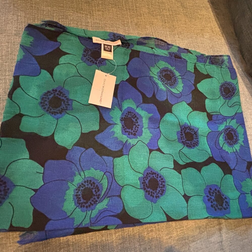 Isaac Mizrahi Live Blue and Green Scarf New with Tags